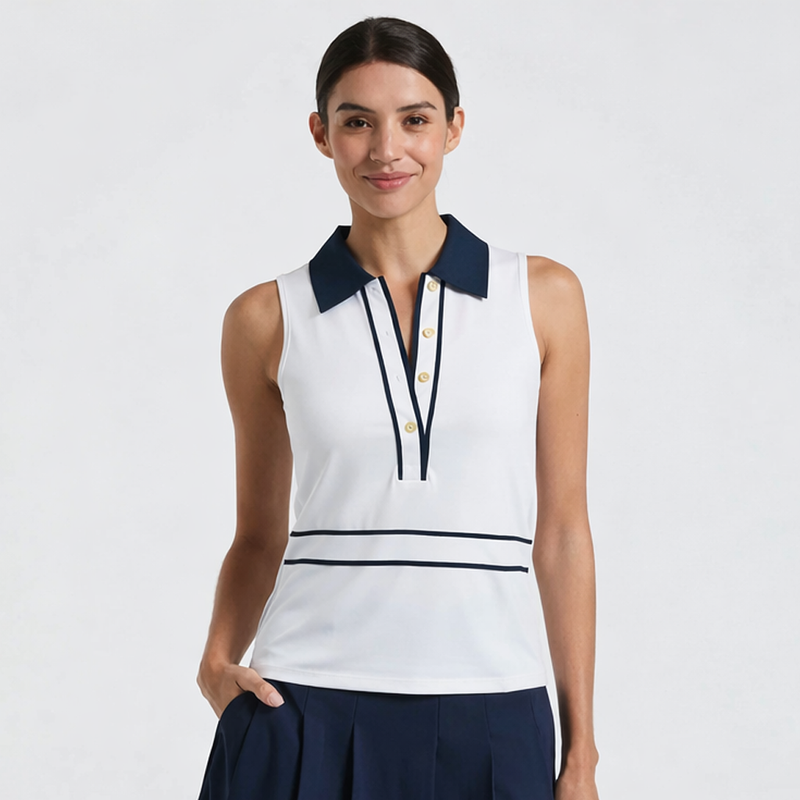 Original Penguin Sleeveless Contrast Trim V-Neck Polo