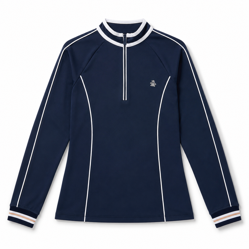Black Iris Navy Original Penguin Long Sleeve Sun Protection Mock 
