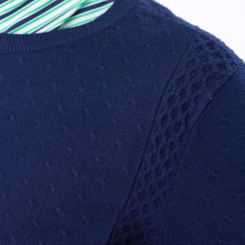 BelynKey Ink/Kiwi Greenside Cable Sweater