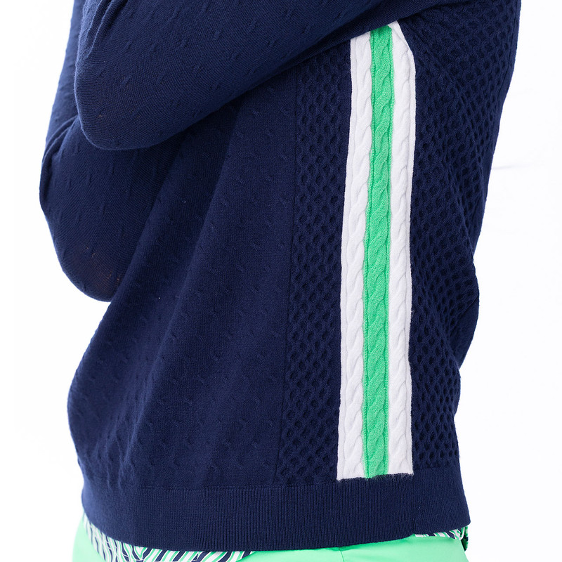 BelynKey Ink/Kiwi Greenside Cable Sweater