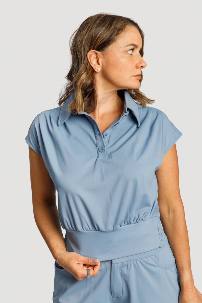 Calliope Amelia Crop Cap Sleeve Polo