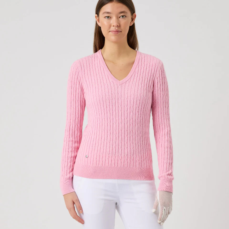 Daily Sports Madelene Cable Knit V-Neck Sweater [SS26]