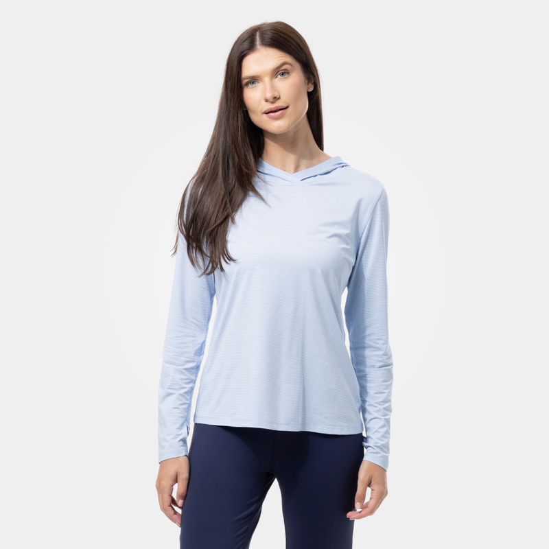 SanSoleil SolMelange Stripe Long Sleeve Hoodie