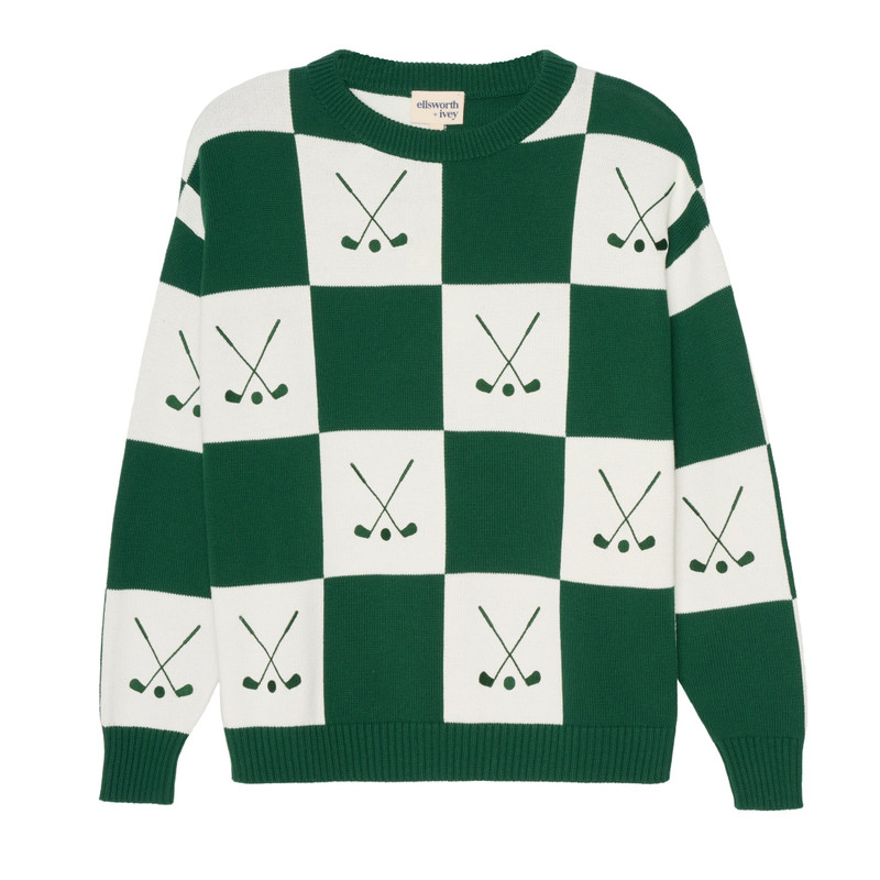 Ellsworth & Ivey Riley Checkered Golf Crewneck Sweater