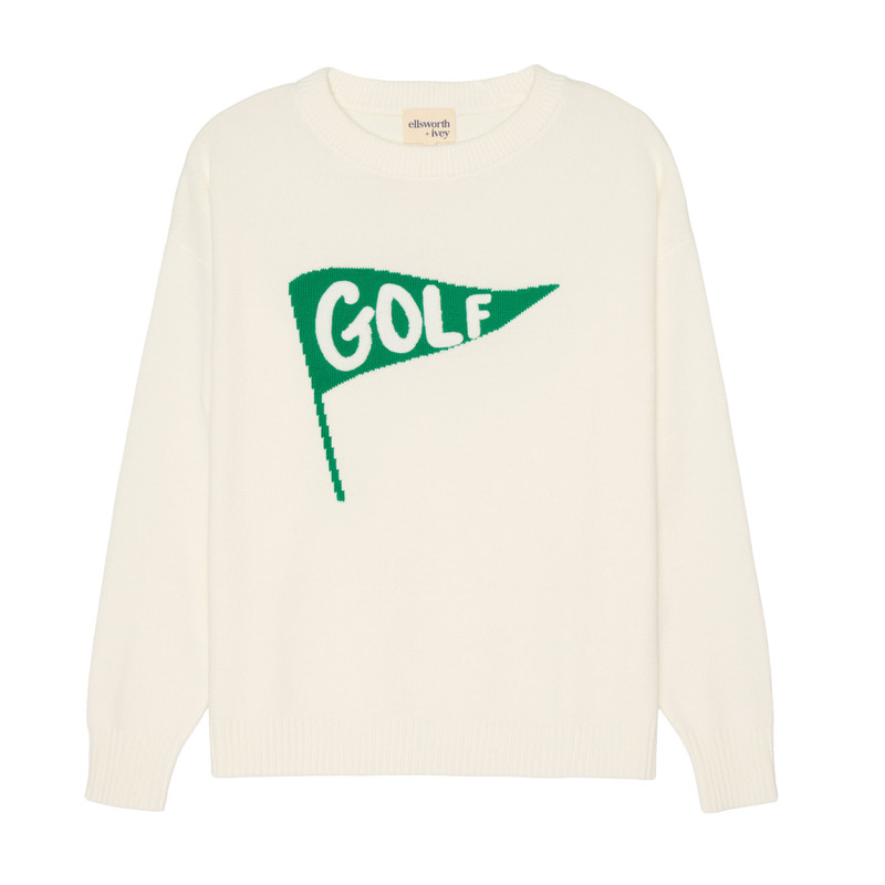 Ellsworth+Ivey Riley Ivory Pennant Crewneck Sweater