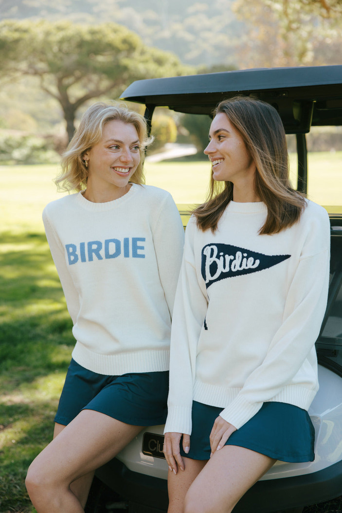 Ellsworth+Ivey Riley Navy Birdie Pennant Crewneck Sweater