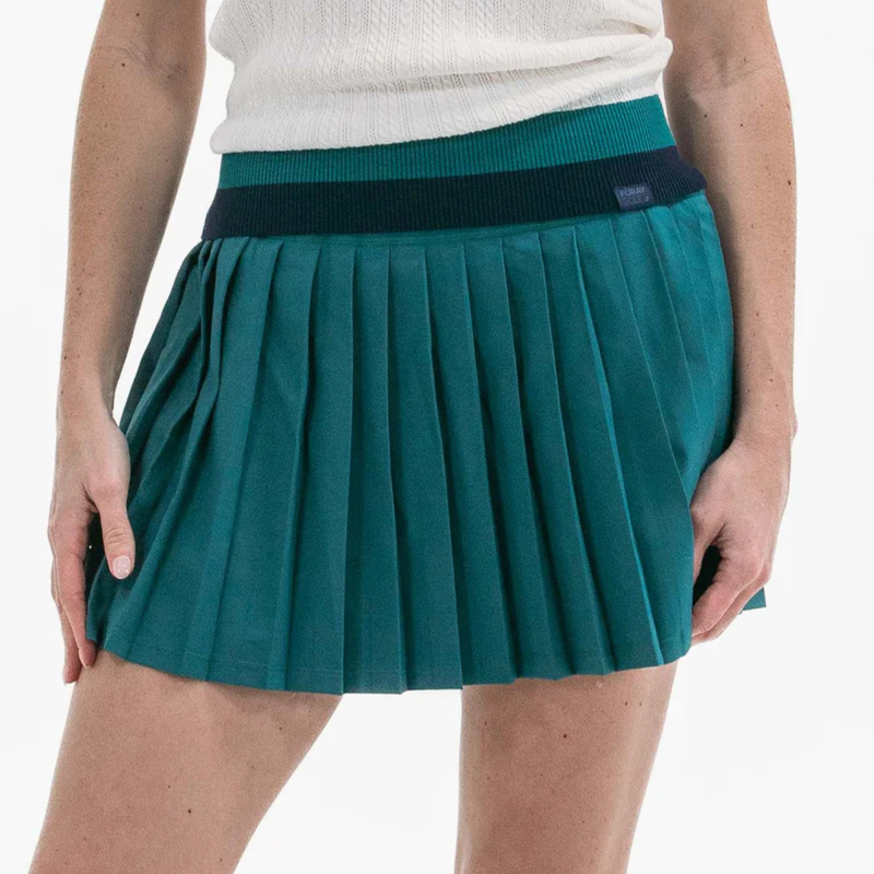 Foray Golf Dark Green Rib Waist Pleat Skort