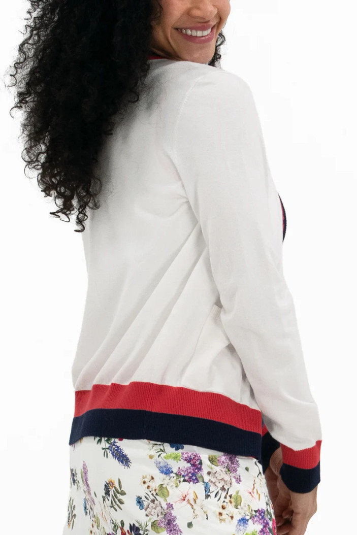 Foray Golf Red/Navy Knit Cardigan 