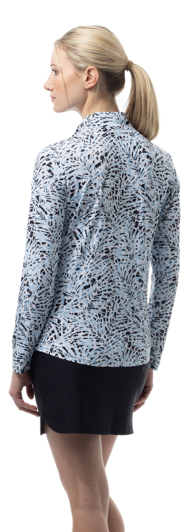 SanSoleil SolMelange Jungle Cat Long Sleeve Zip Mock
