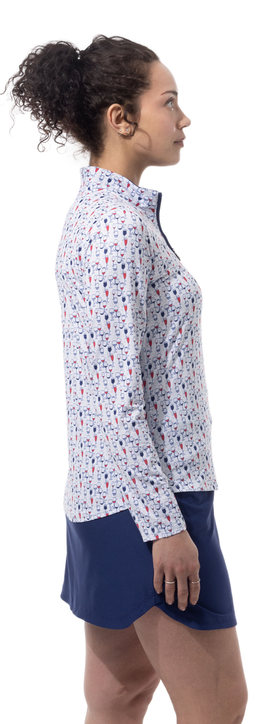 SanSoleil SolCool Red Wine & Blue Long Sleeve Mock