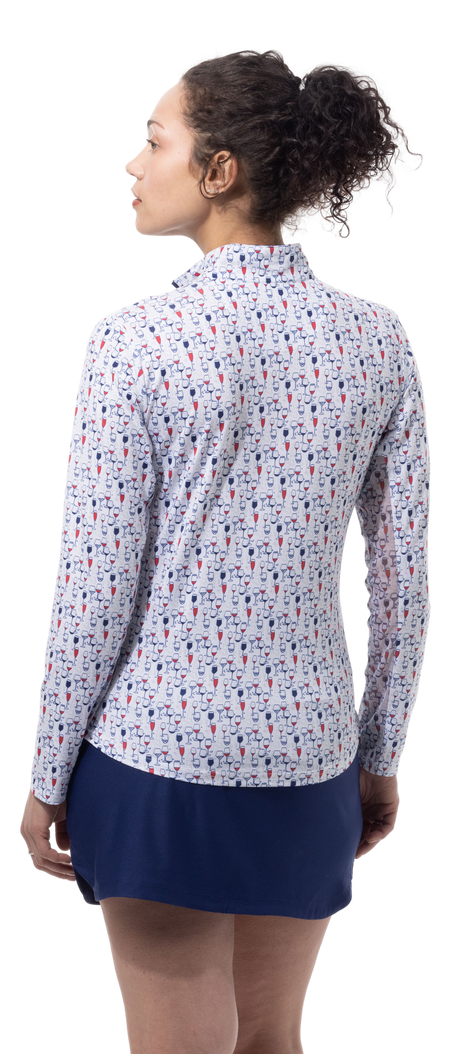 SanSoleil SolCool Red Wine & Blue Long Sleeve Mock