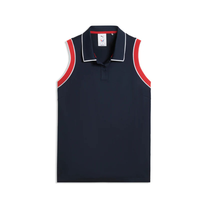 PUMA X Volition Navy/Candy Apple Red Sleeveless Golf Polo [2026]