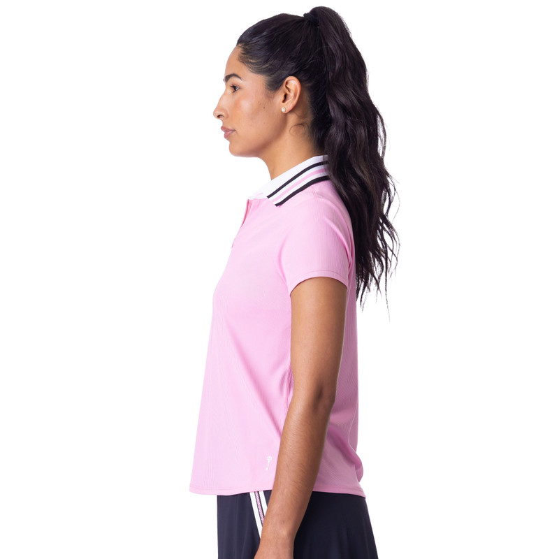 BelynKey Penny Rib Aurora Pink Cap Sleeve Polo
