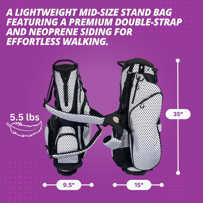 Taboo Golf Black Tie Polka Dots 4-Way Lightweight Stand Bag