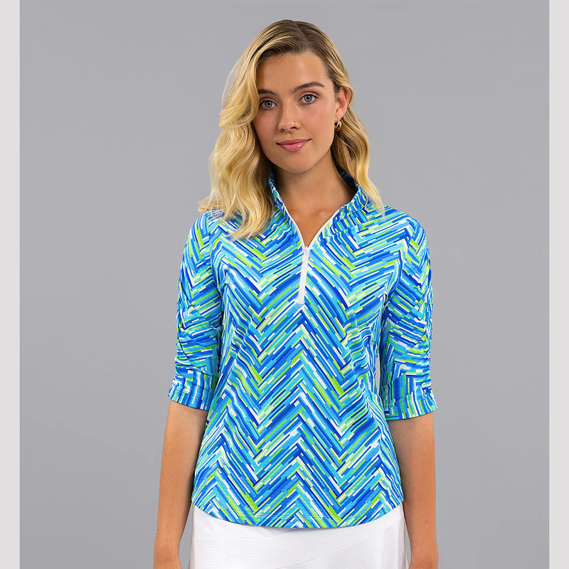 IBKUL Ruched Elbow Sleeve Mandarin Collar [SS26]