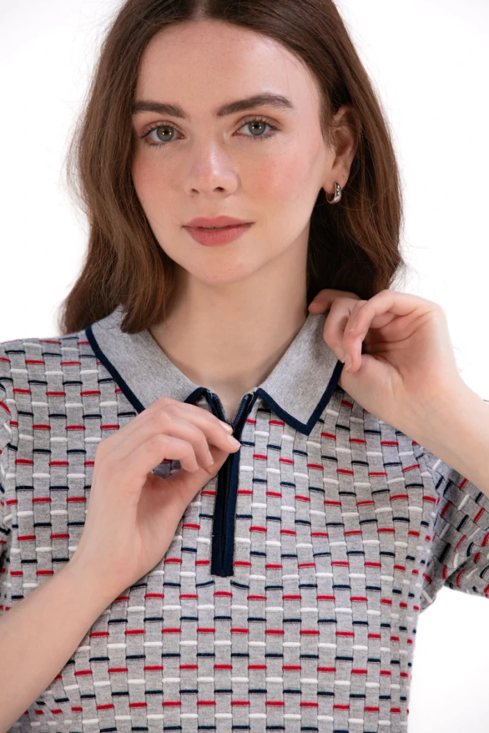 Foray Golf Navy/Red Short Sleeve Knit Polo [2026]