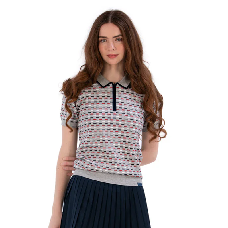 Foray Golf Navy/Red Short Sleeve Knit Polo [2026]