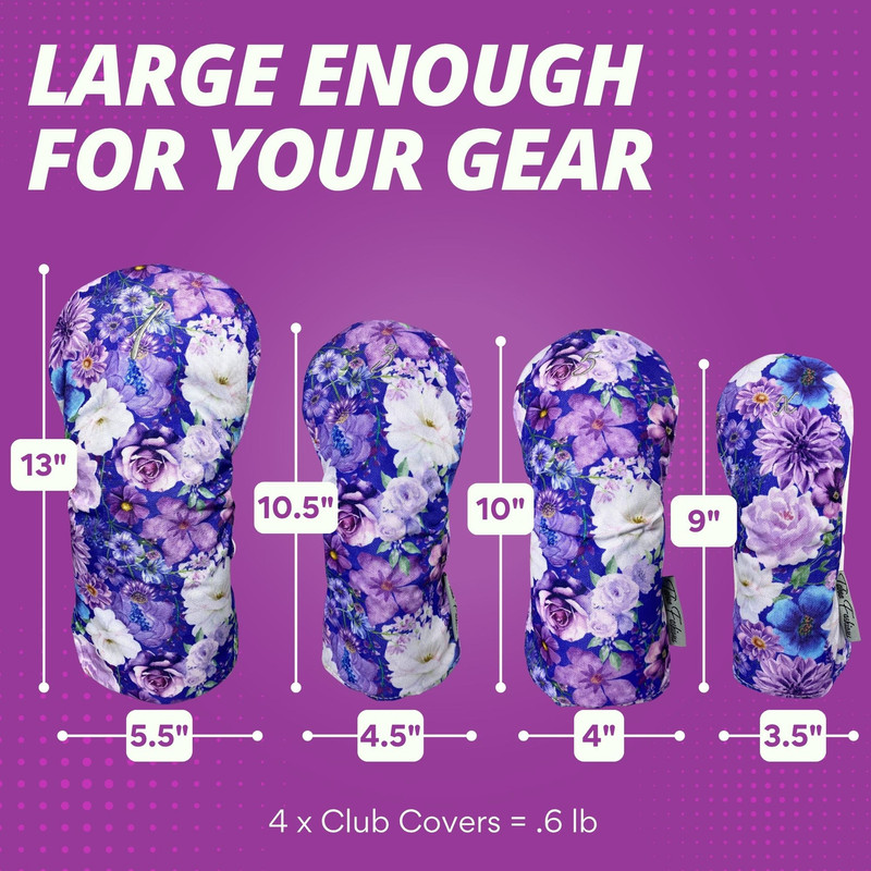 Taboo Fashions Purple Petals 4-Pack Headcover Set
