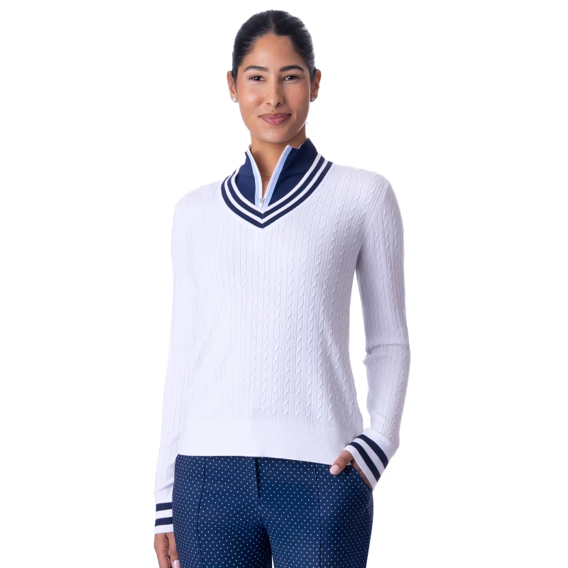 BelynKey Ivy Chalk/Ink V-Neck Sweater