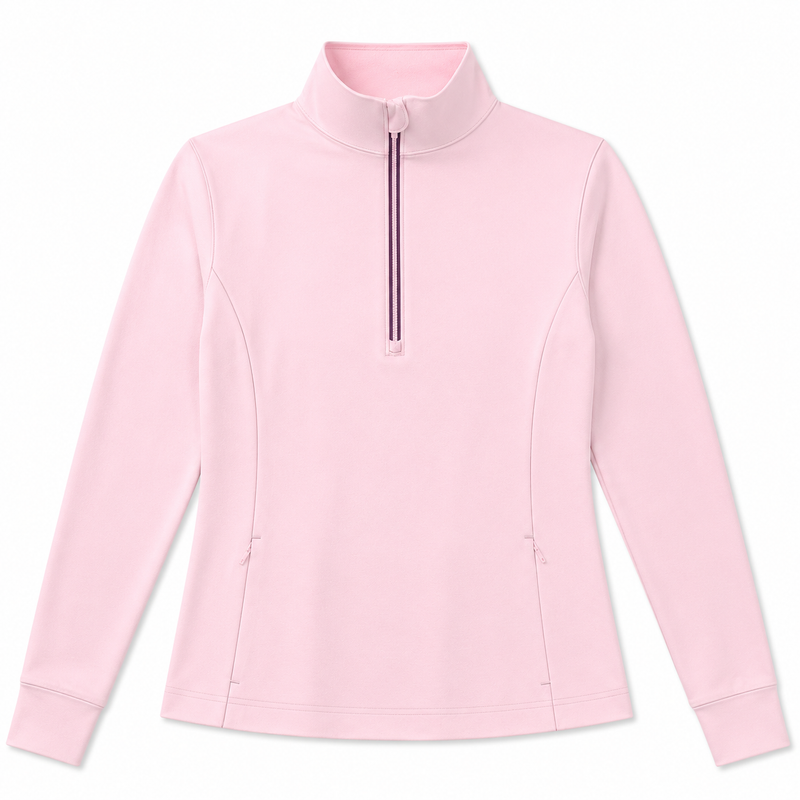 Callaway Midweight Textured Quarter Zip. - Cherry Blossom