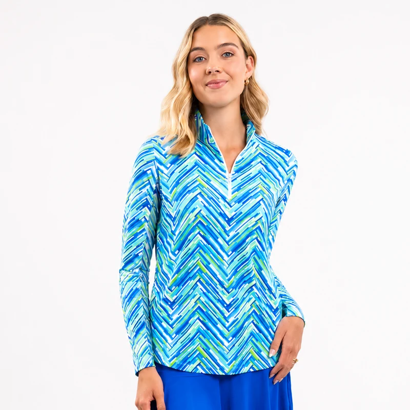 IBKUL Long Sleeve Quarter Zip Polo