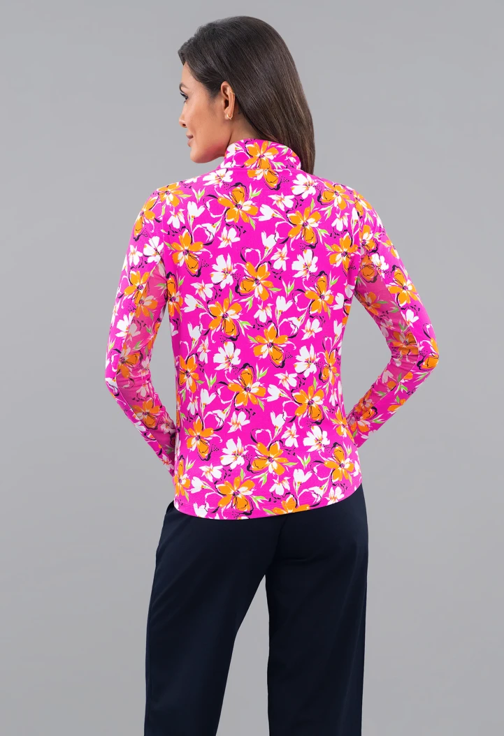 IBKUL Long Sleeve Quarter Zip Print Mock [SF26]