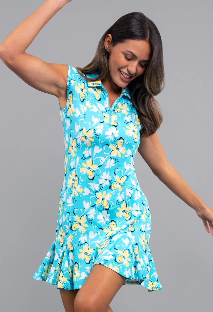 IBKUL Sleeveless Print Polo Dresses [SF26]