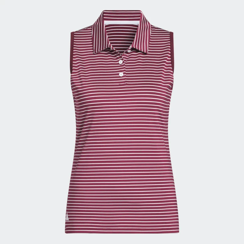Maroon Adidas Performance Stripe Sleeveless Polo