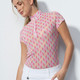 Daily Sports Digne Mesh Pink Geometric Cap Sleeve Polo