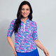 IBKUL Allana Ruched Elbow Sleeve Polo