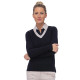 BelynKey Katie Onyx/Biscotti V-Neck Sweater