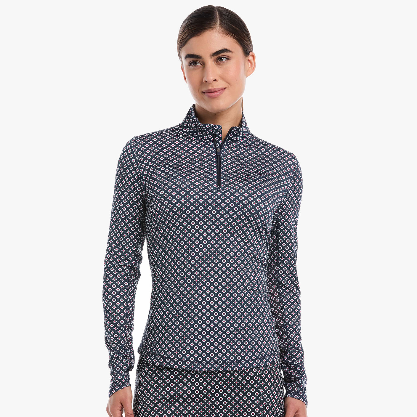 Callaway Women's Long Sleeve Golf Shirt – Mini Geo Print