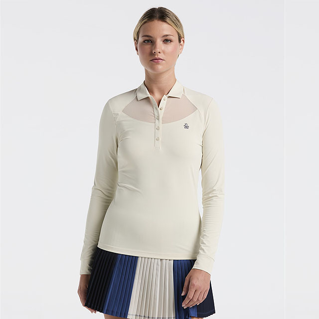 Original Penguin Women's Mesh Yoke Long Sleeve Polo