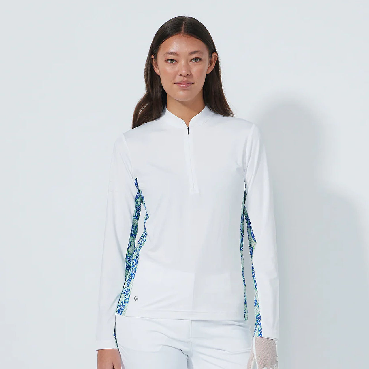 Daily Sports Breeze White Long Sleeve Half Neck Top