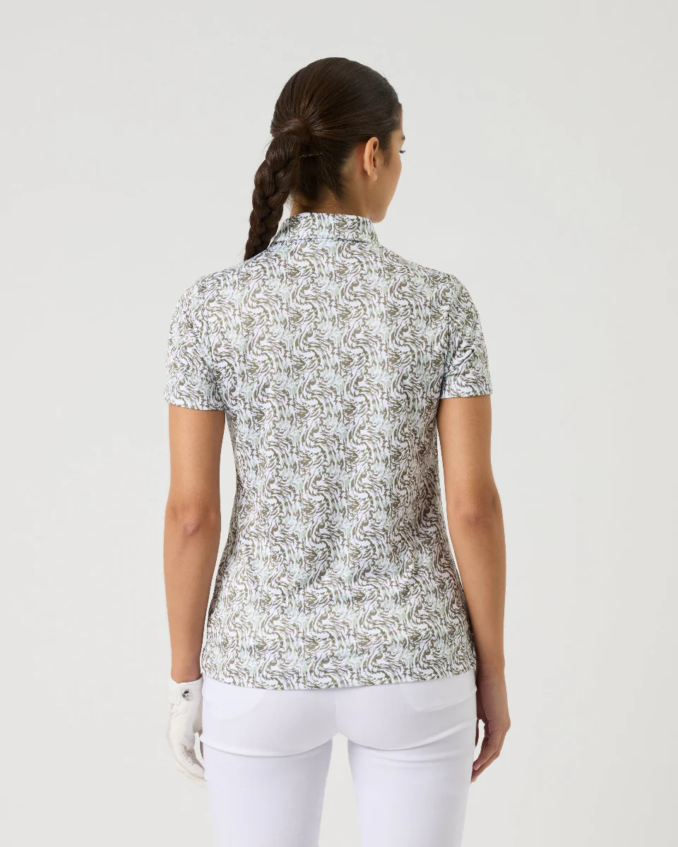 ドクロ刺繍 Hys girl back print s/s polo shirt Daily Sports Abstract Swirl Polo Shirt