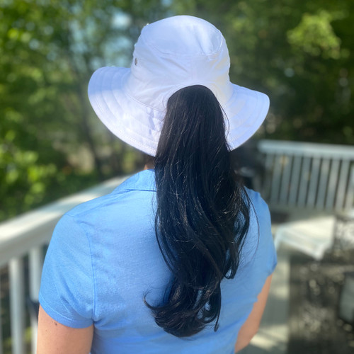 womens bucket hat with ponytail hole