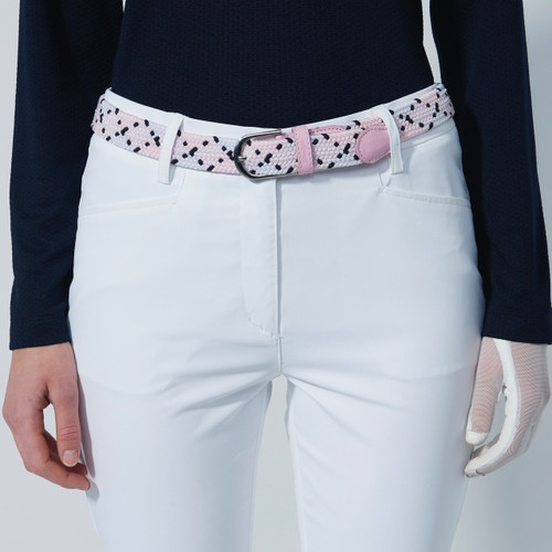 Giselle Oyster Beige Thin Braided Elastic Belt