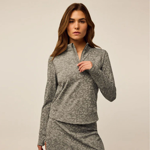 Greyson Midas Wolf Jacquard Halley II Quarter-Zip | Clay