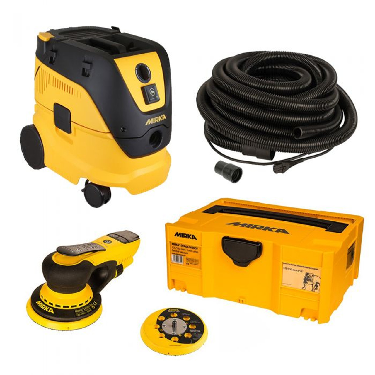 MIRKA DEROS 6 inch Sander and 33 ft Hose Dust-Free Electric Sanding System