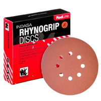 Indasa Rhynogrip Redline 6 inch 8 Hole Hook & Loop Sanding Discs 50/box