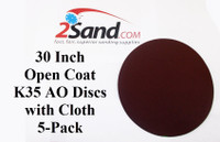 2SAND Open Coat Sanding Discs 30 Inch K35 AO 5-Pack X wt Cloth