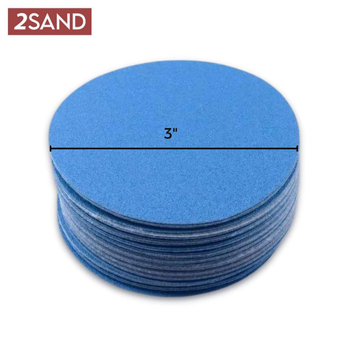  2SAND 3 inch Blue Film backed Hook and Loop Sanding Discs 25/pk 