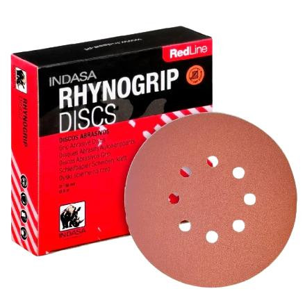 INDASA Indasa Rhynogrip Redline 6 inch 8 Hole Hook & Loop Sanding Discs 50/box 