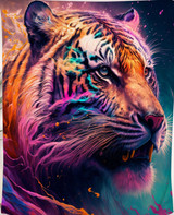 COLOURED TIGER FLEECE BLANKET