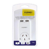 Pudney Single Surge Protector with 2 x USB