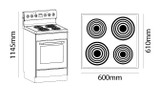 Parmco 600mm Freestanding Stove, Radiant Coil Cooktop, 8 Function Electric Oven, White FS60WR8