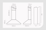 Parmco 900mm Styleline Canopy, Stainless Steel, LED RCAN-9S-500L