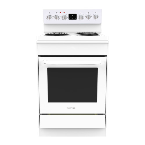 Parmco 600mm Freestanding Stove, Radiant Coil Cooktop, 8 Function Electric Oven, White FS60WR8