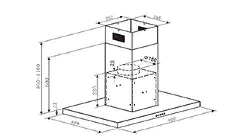 Parmco 900mm Island Canopy, Low Profile T4-12LOW-9IS-1