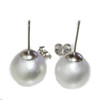 South Sea Pearl Stud Earrings 11.5 MM AAA White Silver